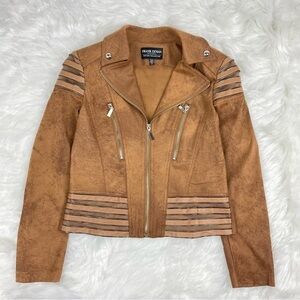 FRANK Lyman Faux Leather Moto Jacket Size Small